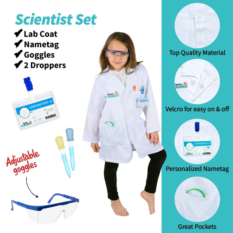 Born Toys Kids Costumes Set, 3-in-1 Dress Up & Pretend Play, Ages 3-7, Washable, Includes Scientist, Explorer, Gardening Accessories - Image 4